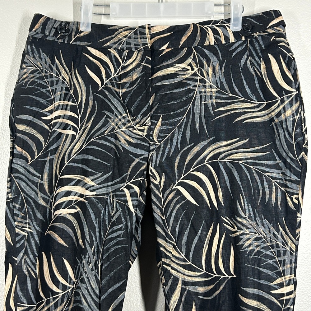 Cato Contemporary Women 14 Linen Blend Palm Leaf Tropical Straight Leg Pants